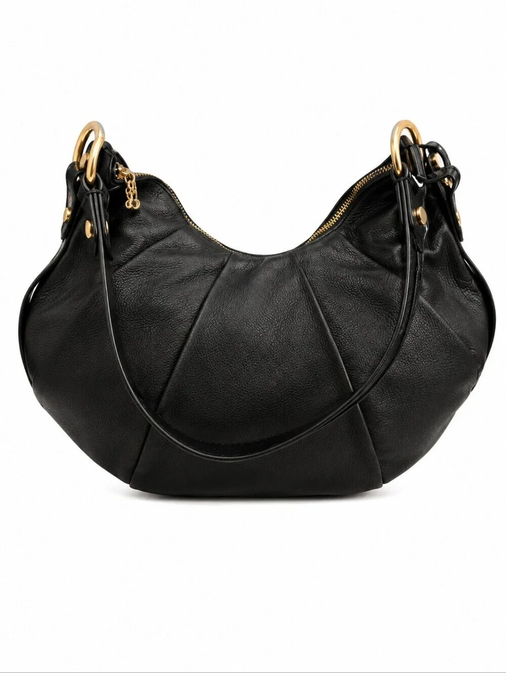 SIMPLY VERA Black Leather Hobo Shoulder Bag